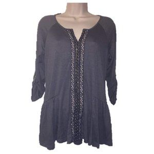 Style & Co. Splitneck Embellished Top in Grey, Size XS
